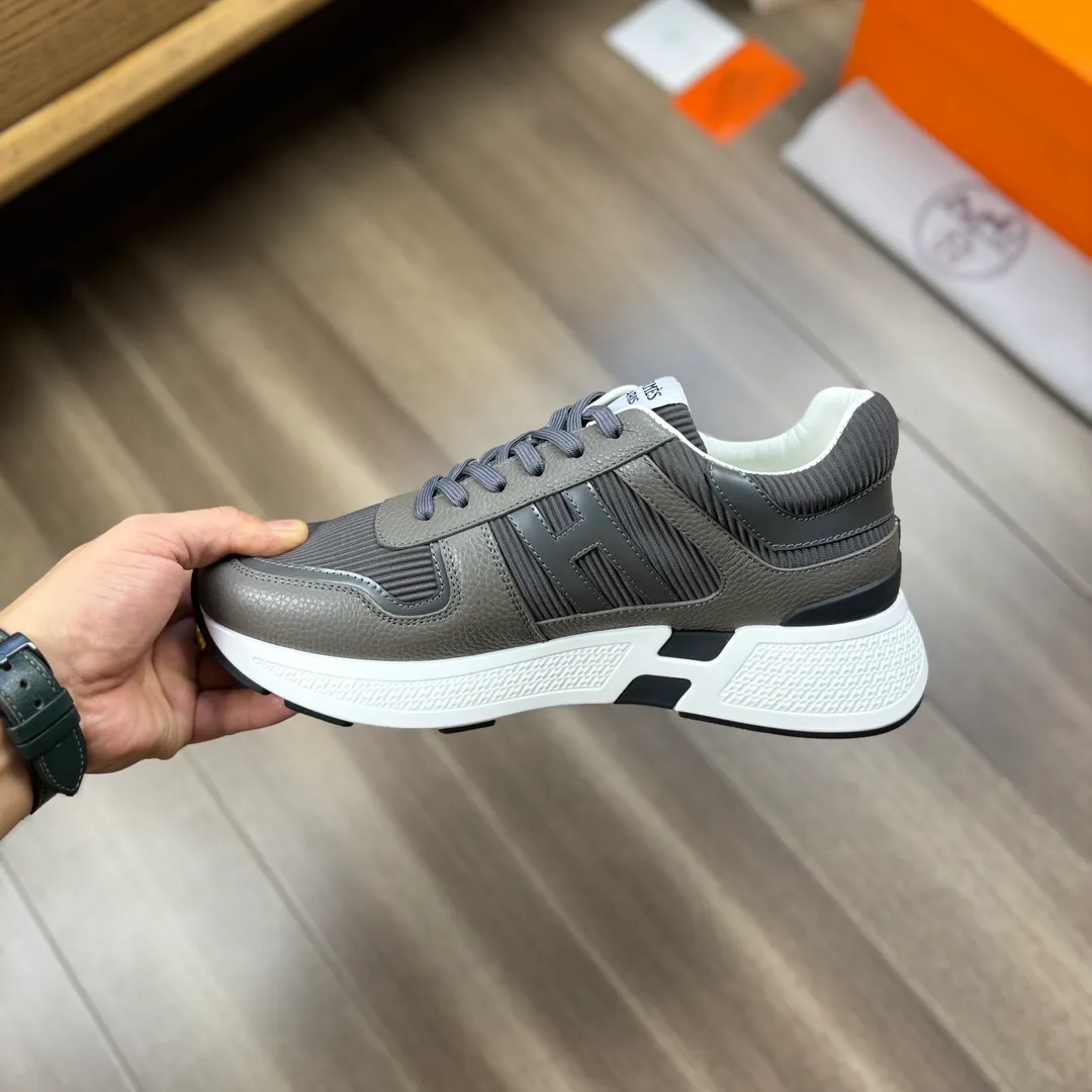 [HERMES] Hermès men's shoes 💰520💰 - High-end quality original order - Upper: 🔝 tumbled calfskin, high mercerized striped fabric, sewn brand H totem - Lining: water-dyed cowhide - Outsole: ultra-light T men's shoes 💰U foam rubber; two-color molded outsole - Super high quality control, fine workmanship: highlighted (high-end, luxury, grade) -Size :38-44 (45, customized)